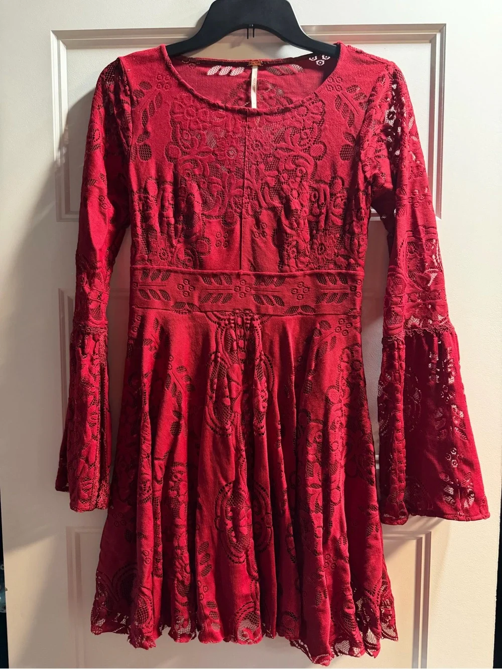 Free People Lace Lovers‎ Folk Song Bell Sleeve Boho Dress - Size 2